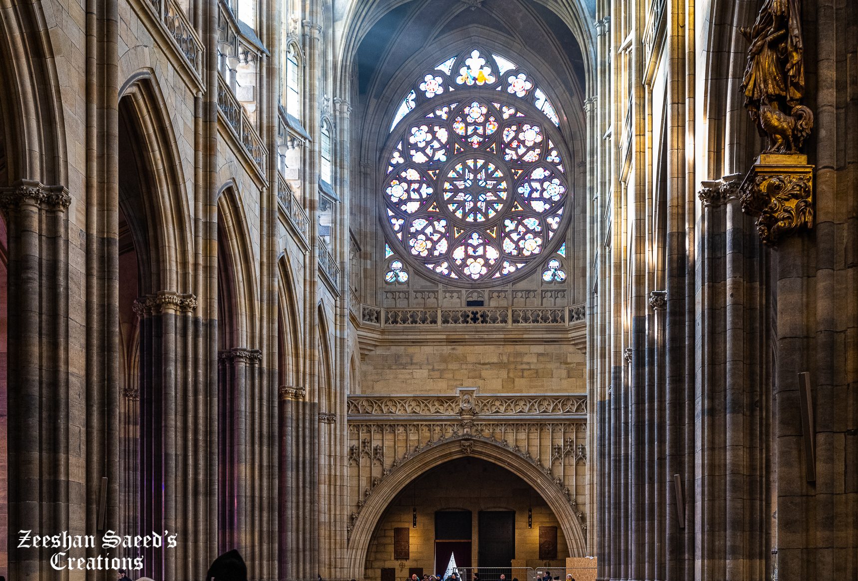 Nave and rose window of St. Vitus Cathedral, Prague