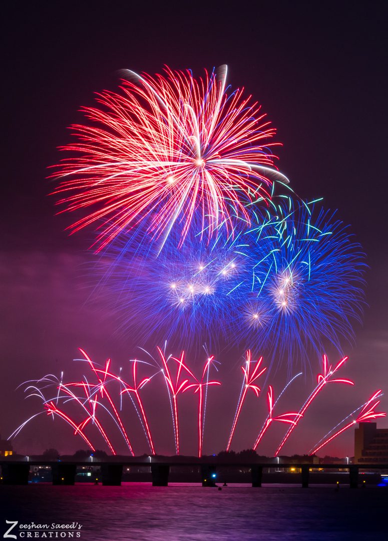 New Year's fireworks over the sea at JBR, Dubai
