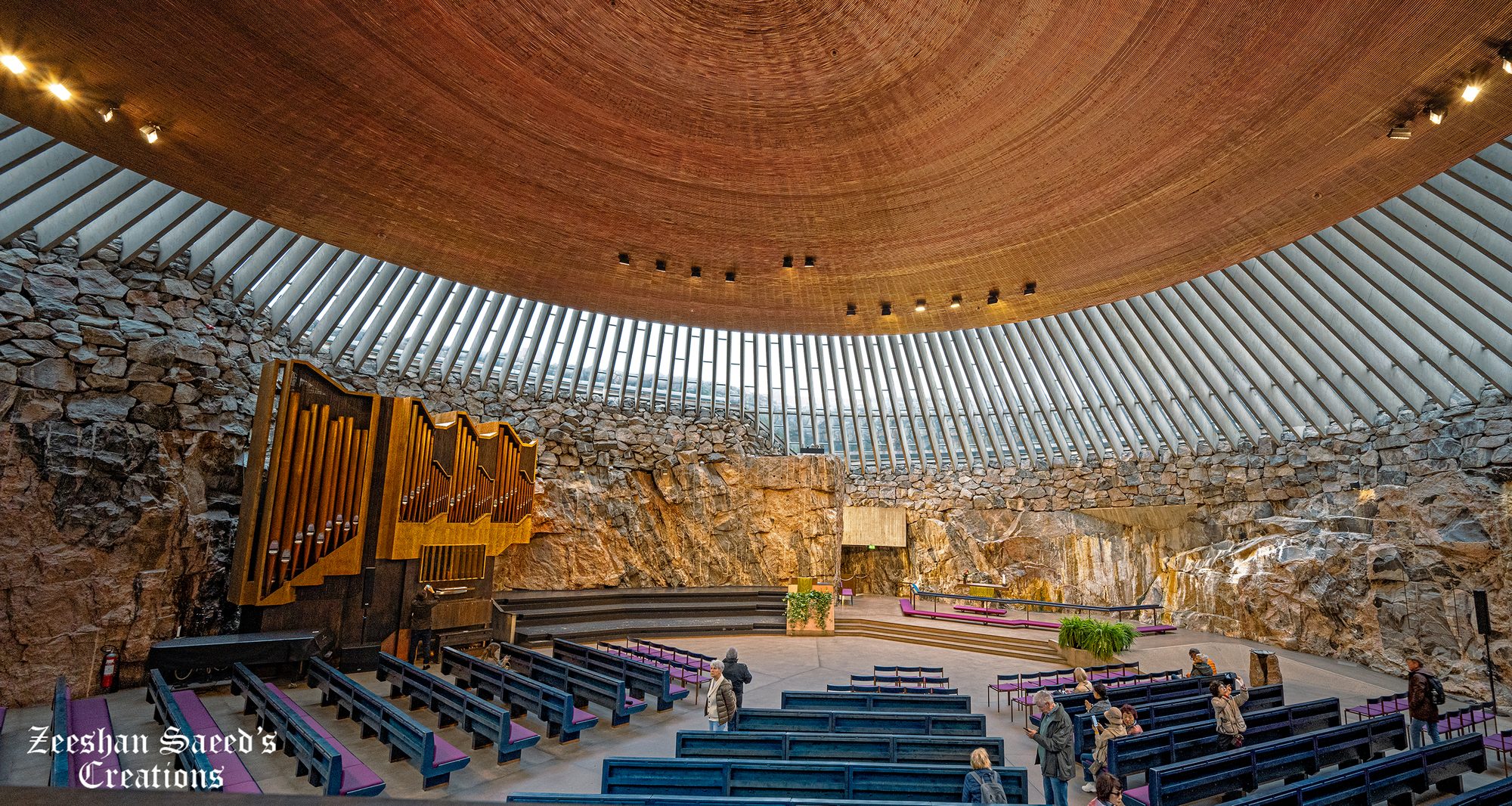 Copper dome and rock walls of Temppeliaukio Church