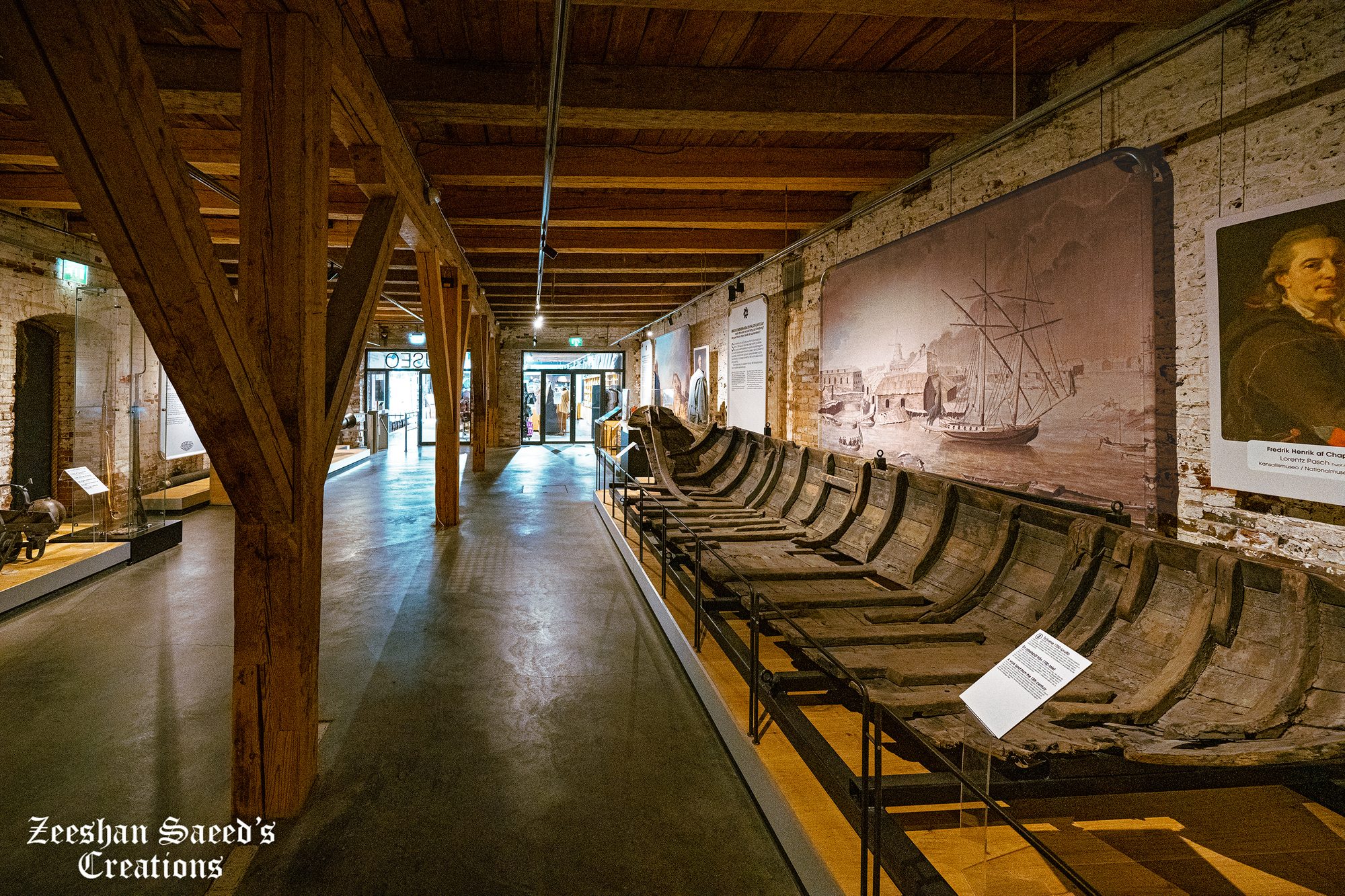 Old wooden boats in the Suomenlinna Museum