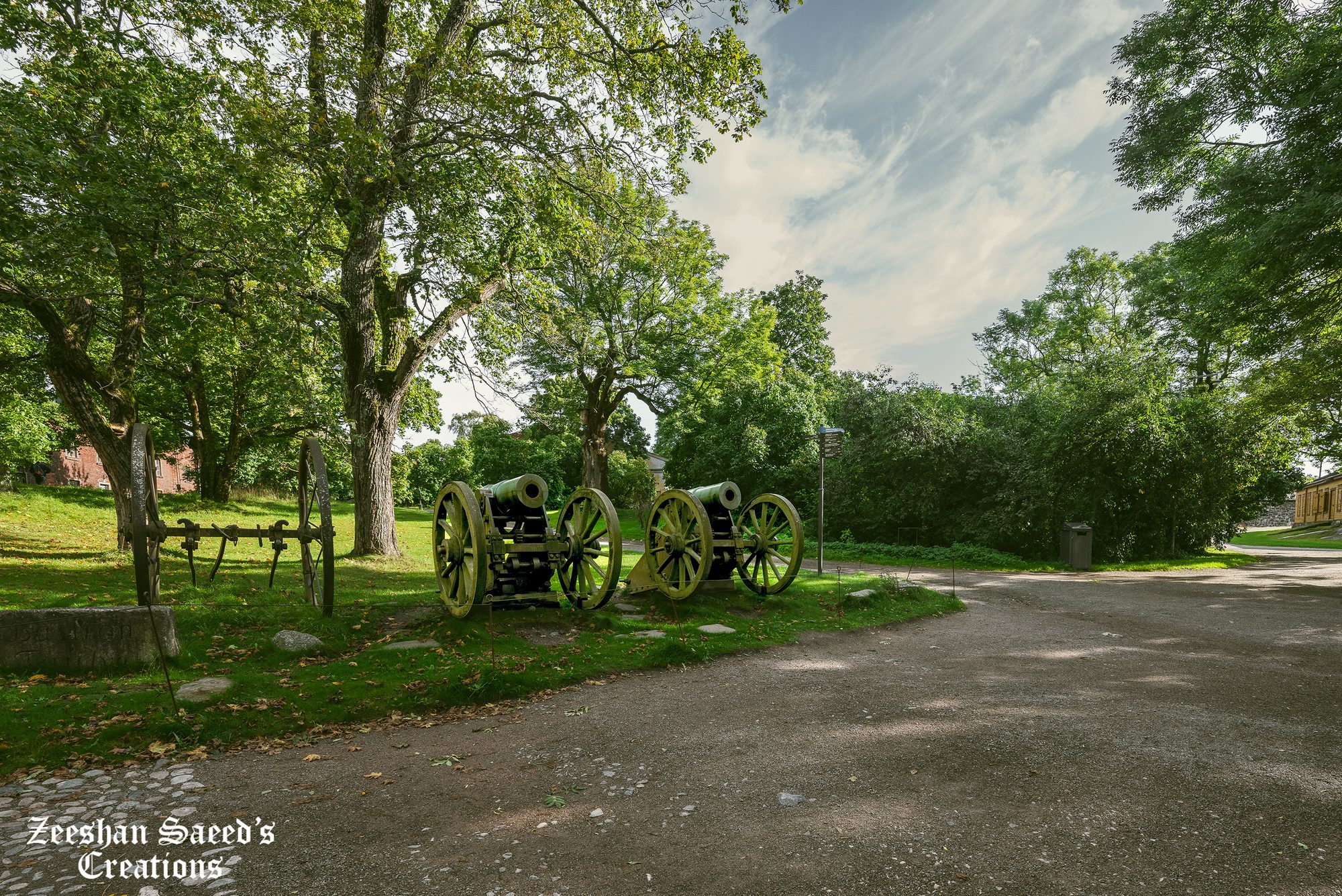 Old cannons beneath the trees, Suomenlinna