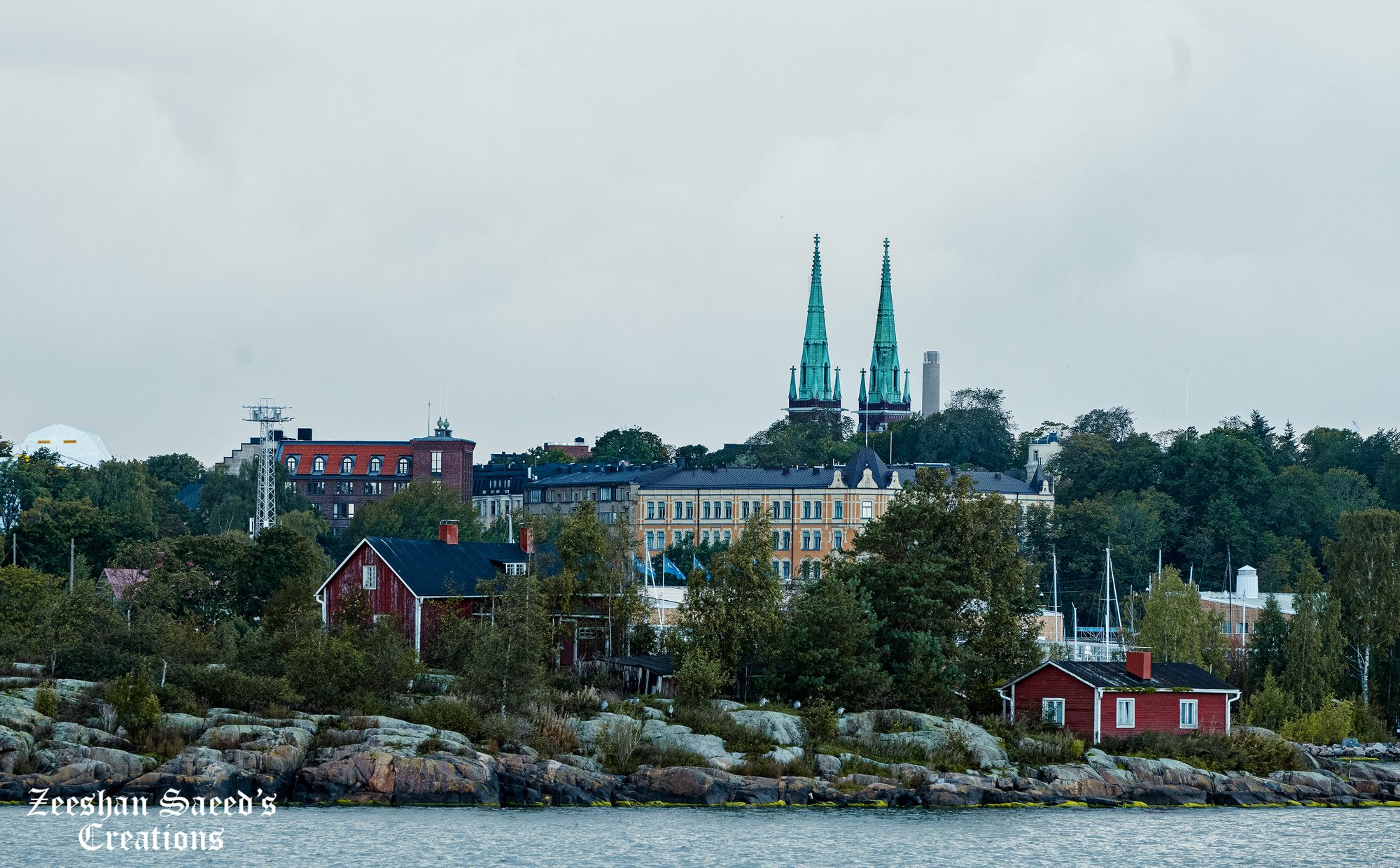 St. John's Church spires across the water