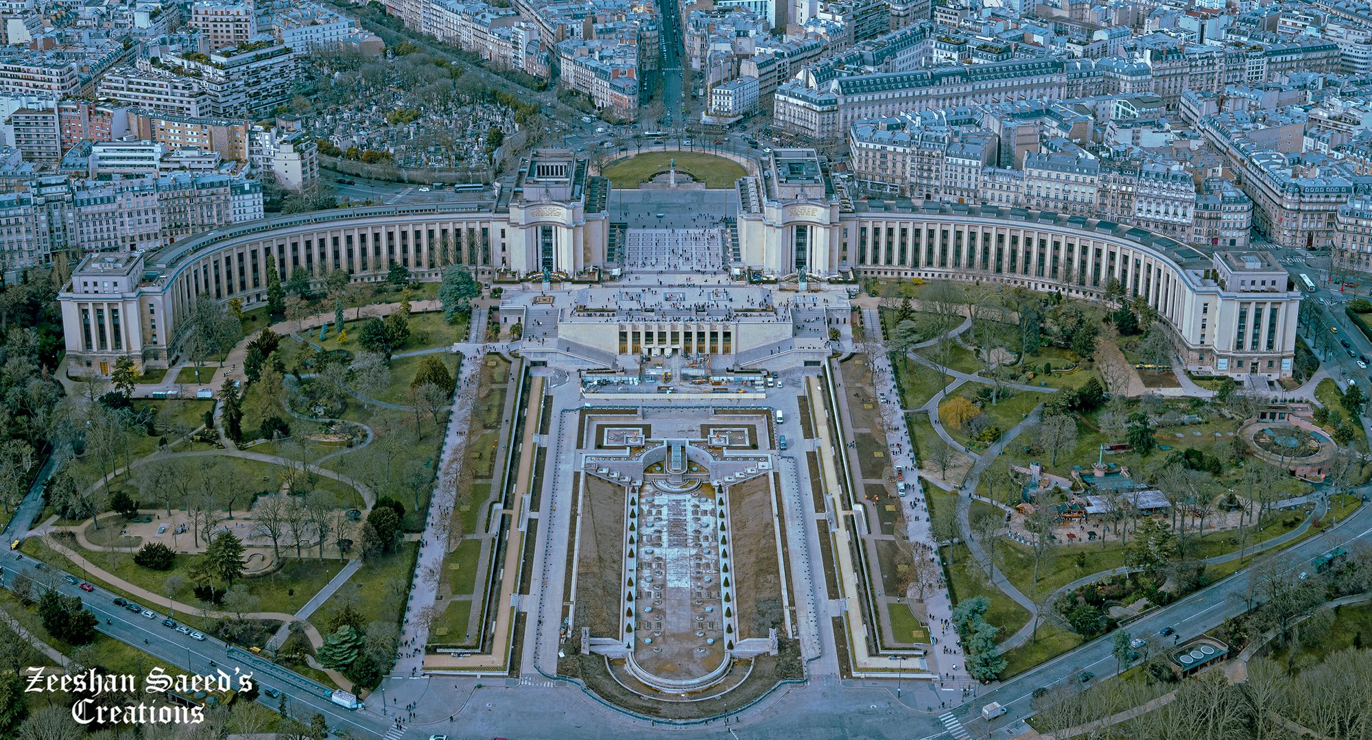 View of Place du Trocadero from Eiffel Tower