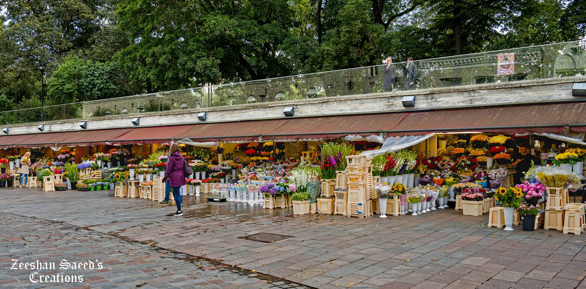 Flower stalls by the Old Town walls