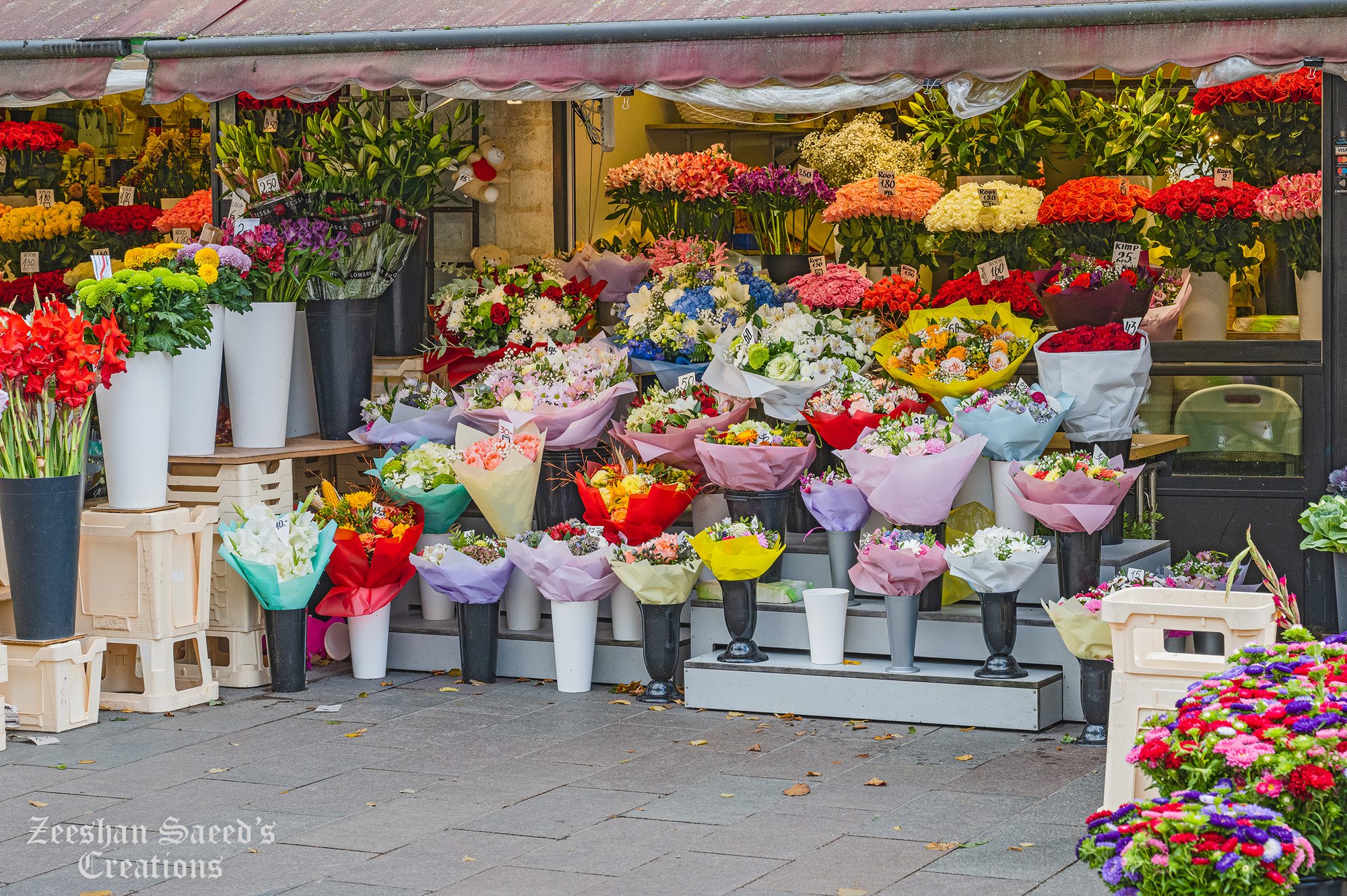 Bouquets at the flower market