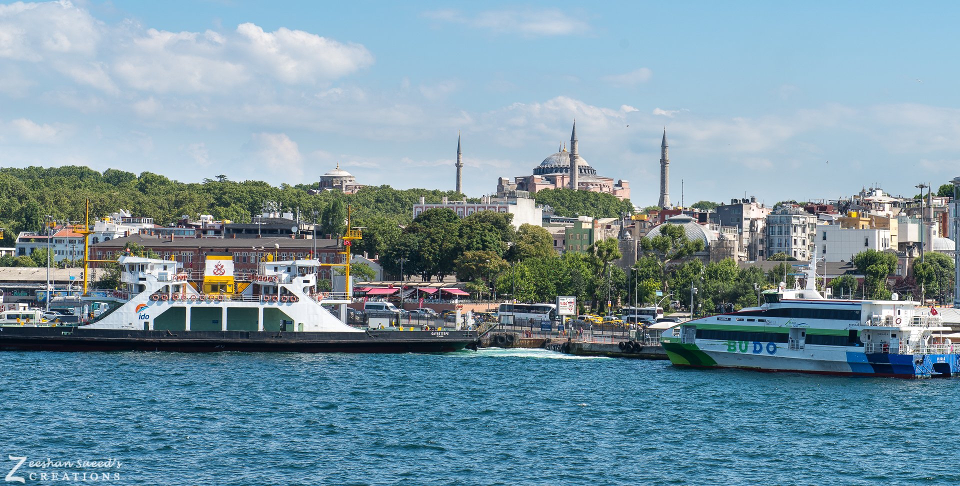 Ferries on the Bosphorus, Hagia Sophia on the hill