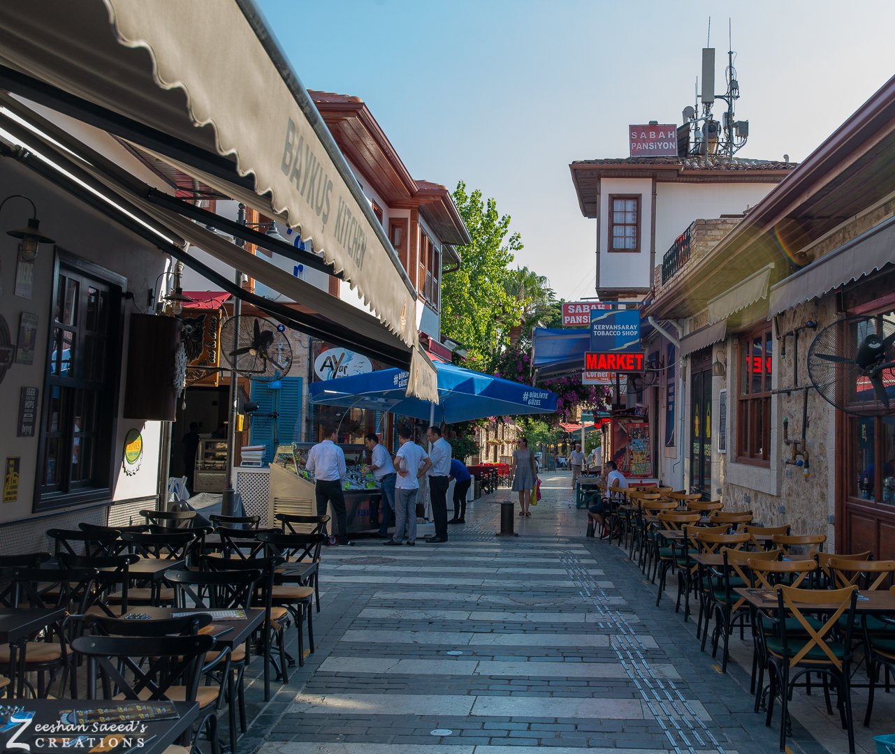Café-lined street in Kaleiçi, Antalya