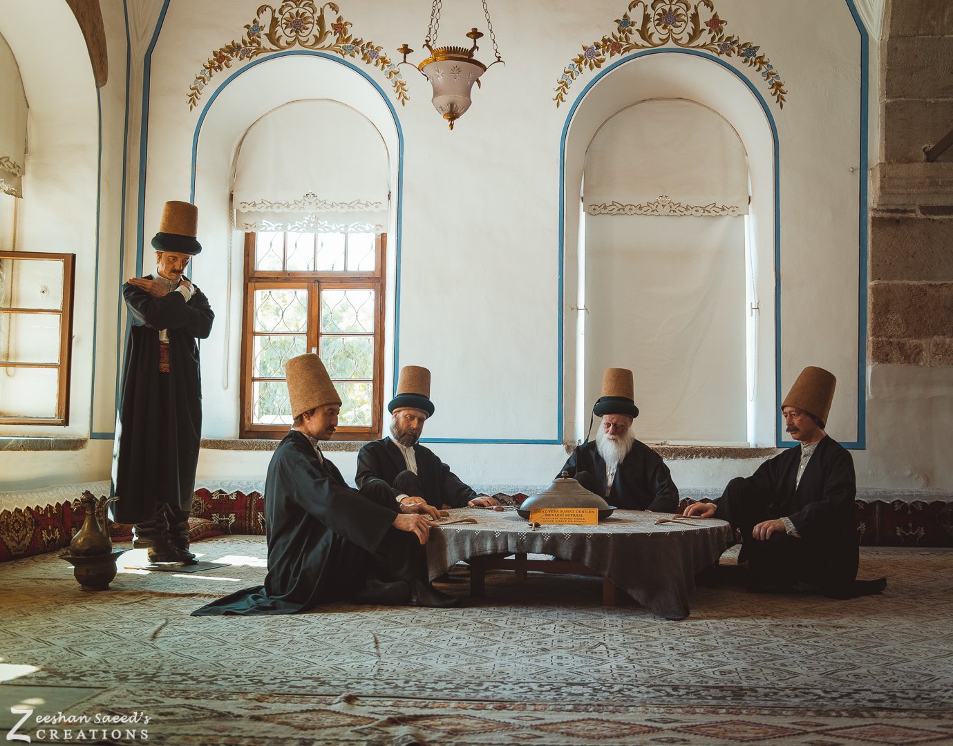 Whirling dervish figures in the Mevlana Museum